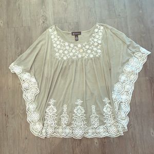 Gray sheer tunic top